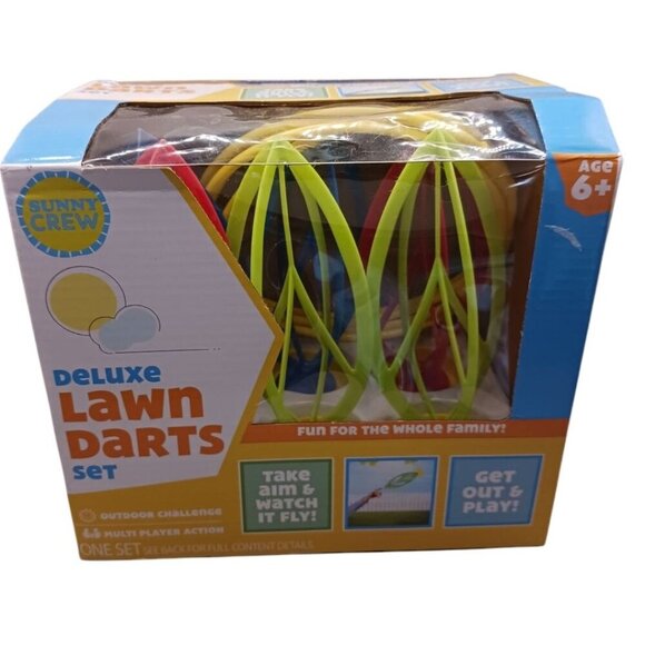 Sunny Crew Deluxe Lawn Darts Set With 6 Darts & 2 Landing Circles For Ages 6+ - Picture 1 of 5